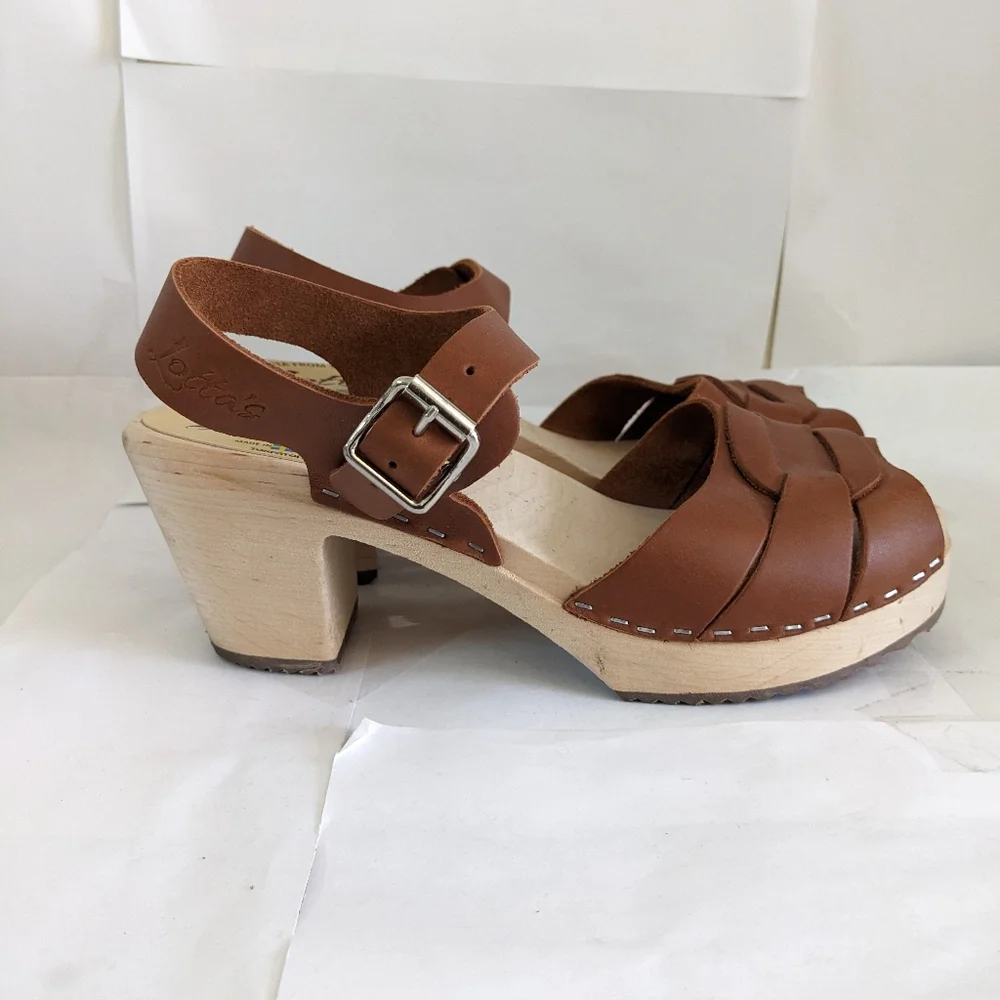 Lotta From Stockholm Tan Leather Clogs - Picture 6 of 10